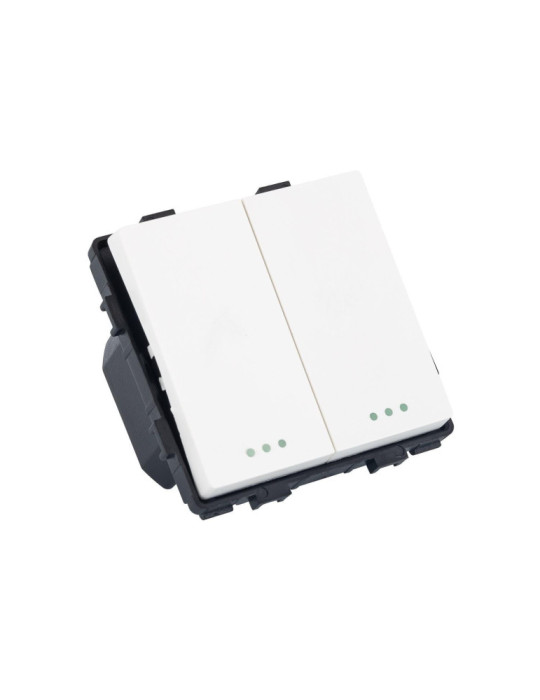 Interrupteur Double Bouton-Poussoir avec Cadre PC Modern