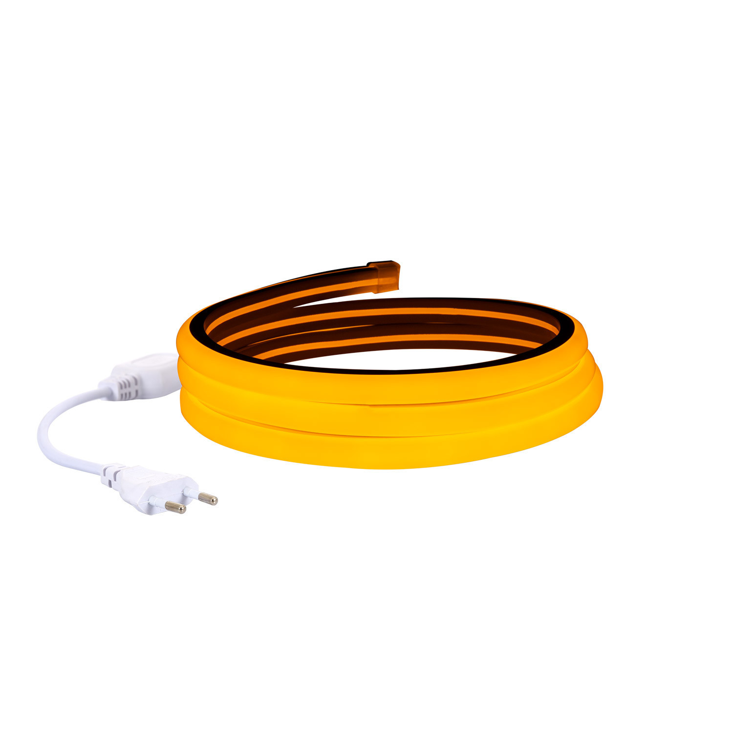 Gaine Néon LED Flexible Dimmable 7.5W/m 220V AC 120LED/m Semi-circulaire 180° Jaune IP67 Coupe Tous les 100cm 10m