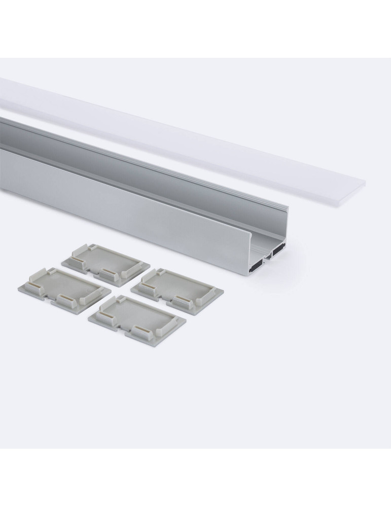 Profilé Aluminium Grande Taille Suspendu avec Capot Continu Pour Ruban de LED jusqu'à 45 mm