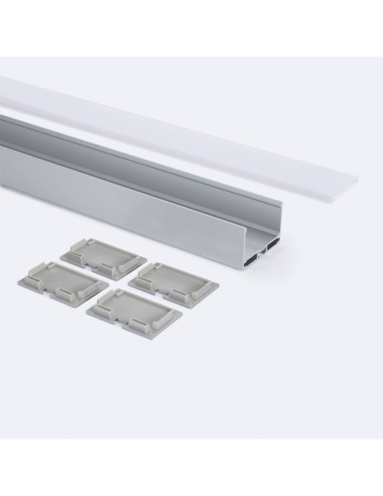 Profilé Aluminium Grande Taille Suspendu avec Capot Continu Pour Ruban de LED jusqu'à 45 mm