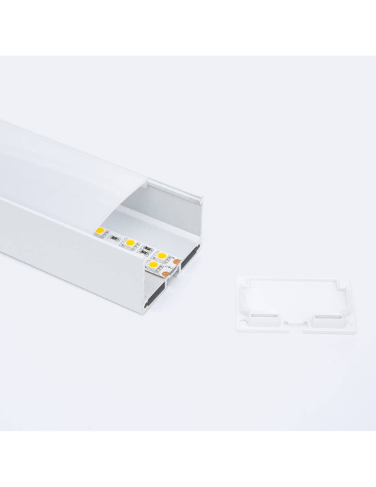 Profilé Aluminium Grande Taille Suspendu avec Capot Continu Pour Ruban de LED jusqu'à 45 mm