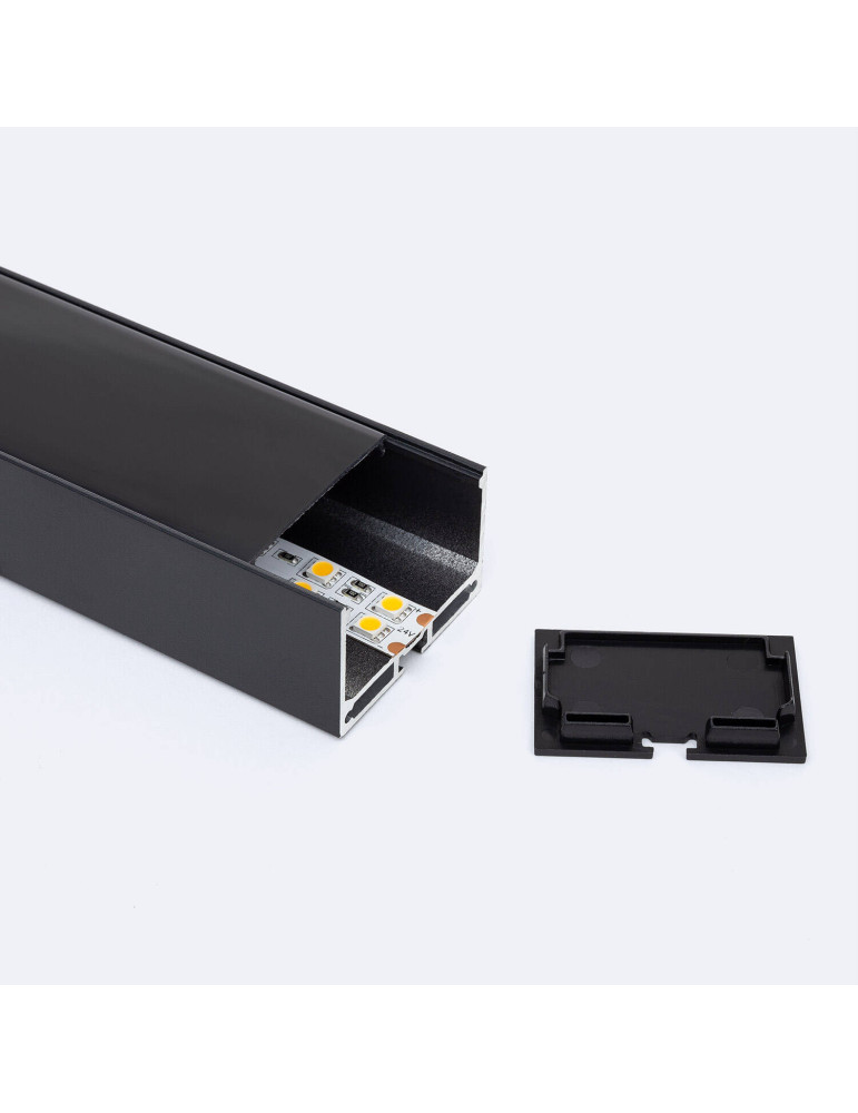 Profilé Aluminium Grande Taille Suspendu avec Capot Continu Pour Ruban de LED jusqu'à 45 mm