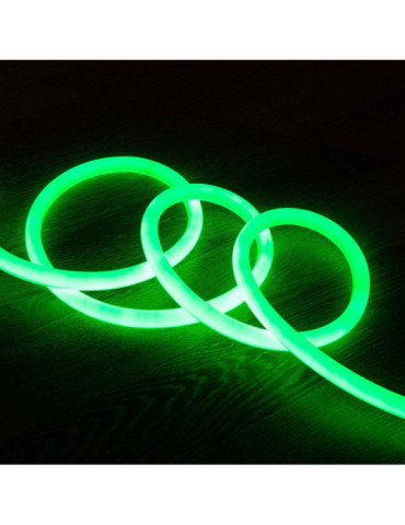 Néon LED Flexible 360º Rond Dimmable 120LED/m 220V AC Verte IP67 sur Mesure Coupe tous les 100cm