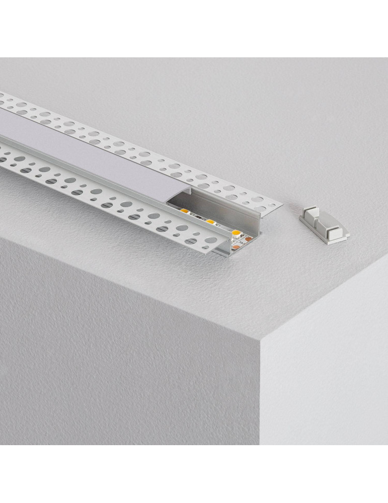 Profilé Aluminium pour Plâtre/Placo avec Capot Continu pour Double Ruban LED jusqu'à 20 mm Profilé Aluminium pour Plâtre/Placo avec Capot Continu pour Double Ruban LED jusqu'à 20 mm