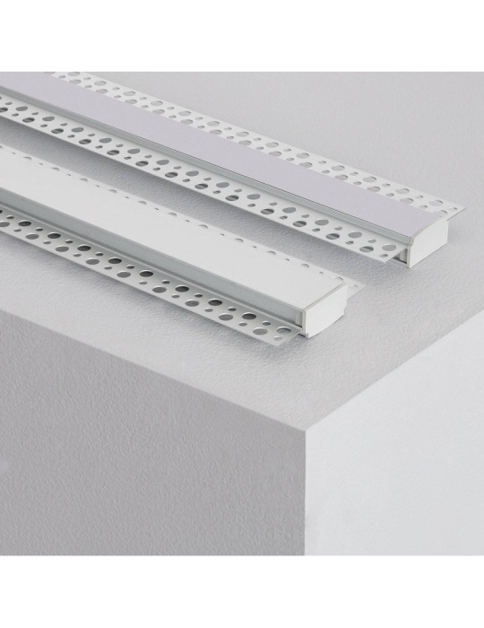 Profilé Aluminium pour Plâtre/Placo avec Capot Continu pour Double Ruban LED jusqu'à 20 mm