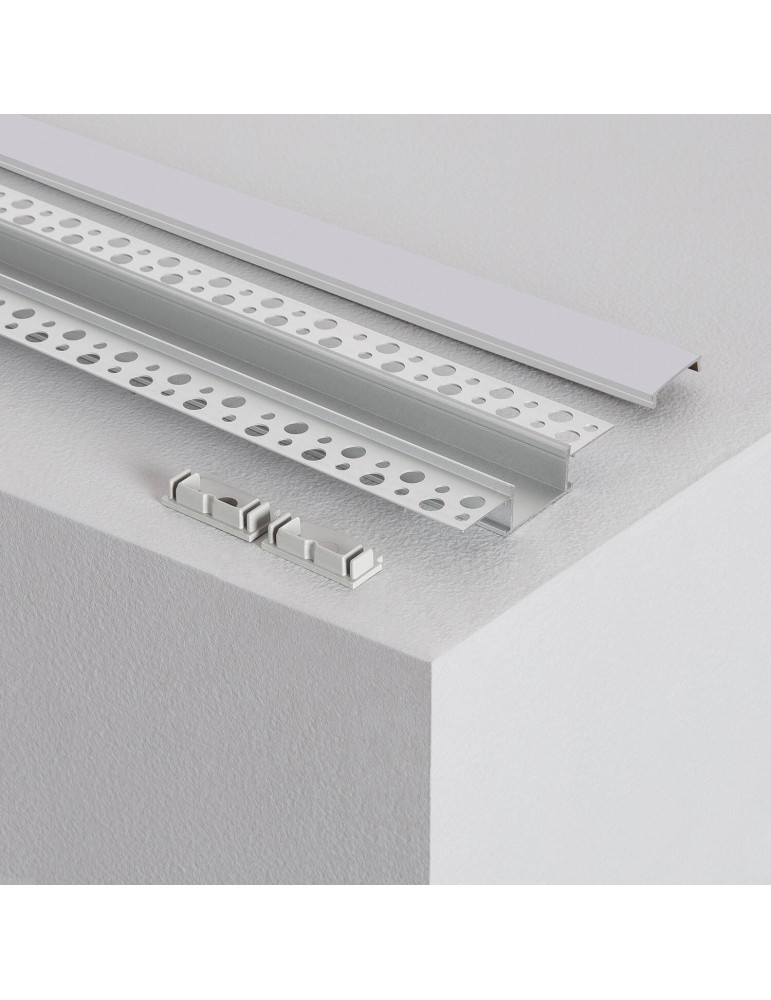 Profilé Aluminium pour Plâtre/Placo avec Capot Continu pour Double Ruban LED jusqu'à 20 mm