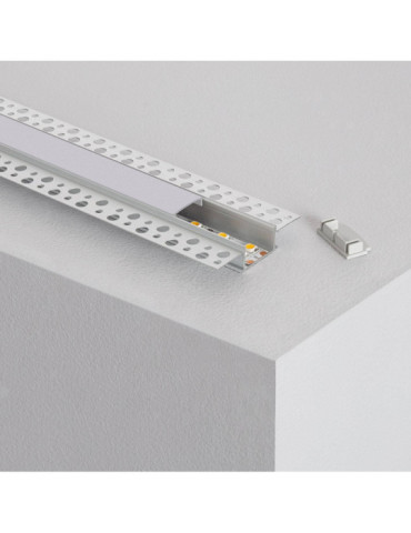 Profilé Aluminium pour Plâtre/Placo avec Capot Continu pour Double Ruban LED jusqu'à 20 mm