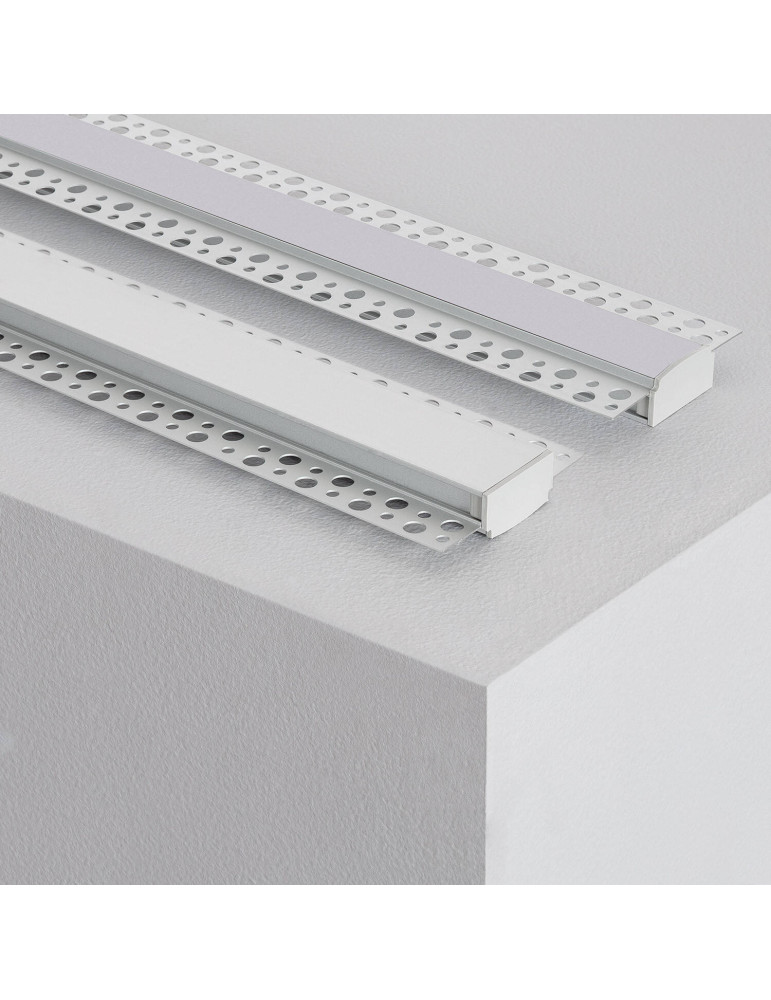 Profilé Aluminium pour Plâtre/Placo avec Capot Continu pour Double Ruban LED jusqu'à 20 mm