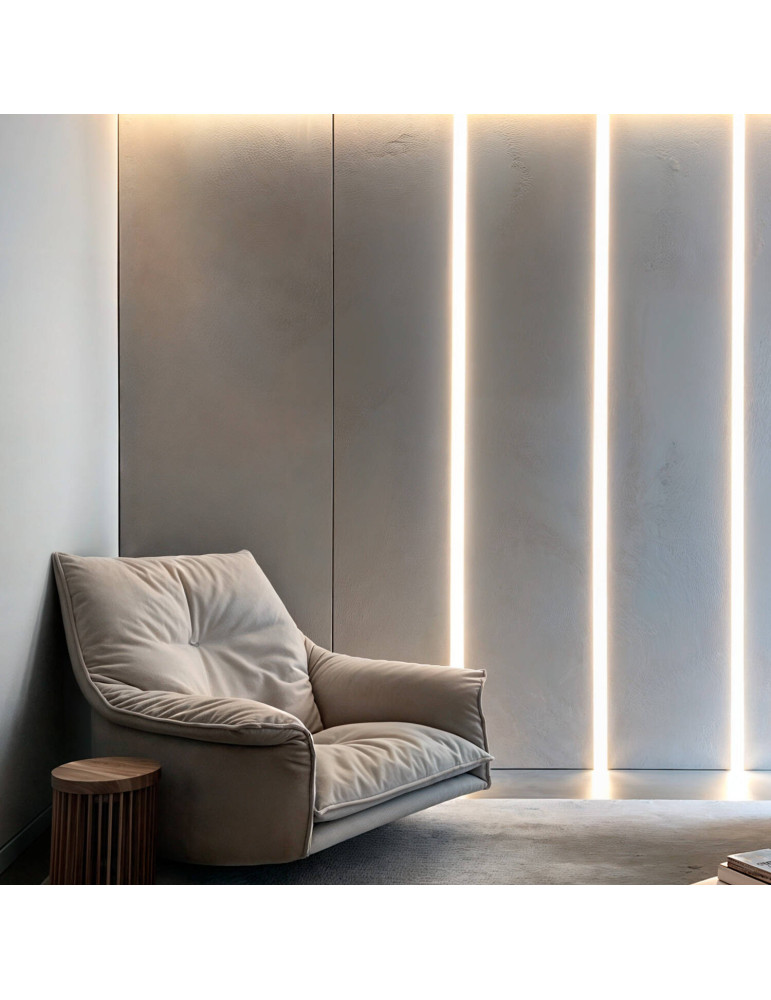 Profilé Aluminium pour Plâtre/Placo avec Capot Continu pour Double Ruban LED jusqu'à 20 mm