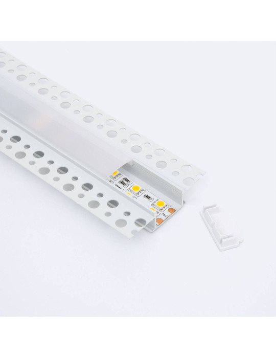 Profilé Aluminium pour Plâtre/Placo avec Capot Continu pour Double Ruban LED jusqu'à 20 mm