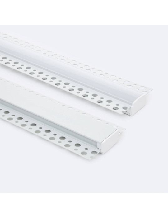 Profilé Aluminium pour Plâtre/Placo avec Capot Continu pour Double Ruban LED jusqu'à 20 mm