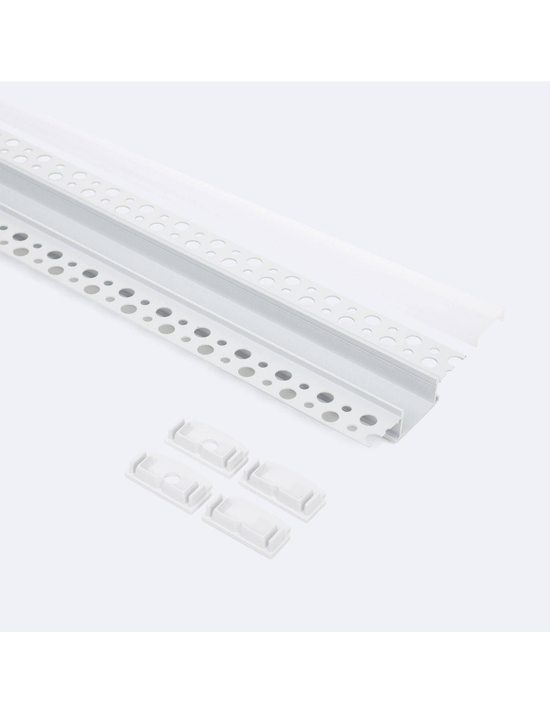 Profilé Aluminium pour Plâtre/Placo avec Capot Continu pour Double Ruban LED jusqu'à 20 mm