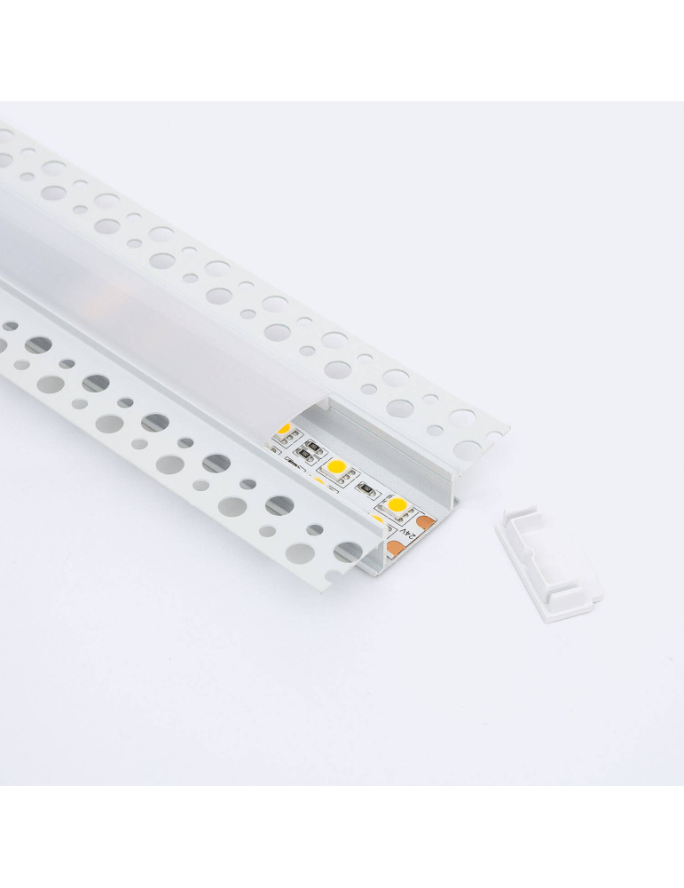 Profilé Aluminium pour Plâtre/Placo avec Capot Continu pour Double Ruban LED jusqu'à 20 mm