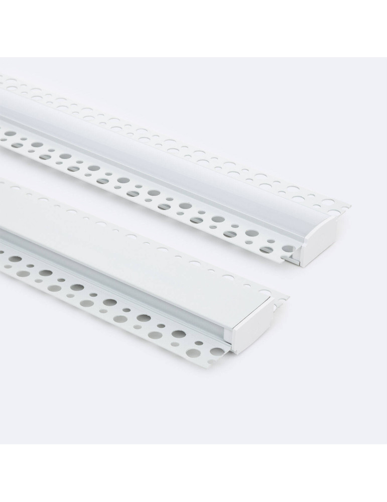 Profilé Aluminium pour Plâtre/Placo avec Capot Continu pour Double Ruban LED jusqu'à 20 mm