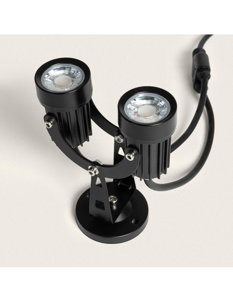 Spot Extérieur LED Double 6W en Saillie Aluminium 14cm Hevlot