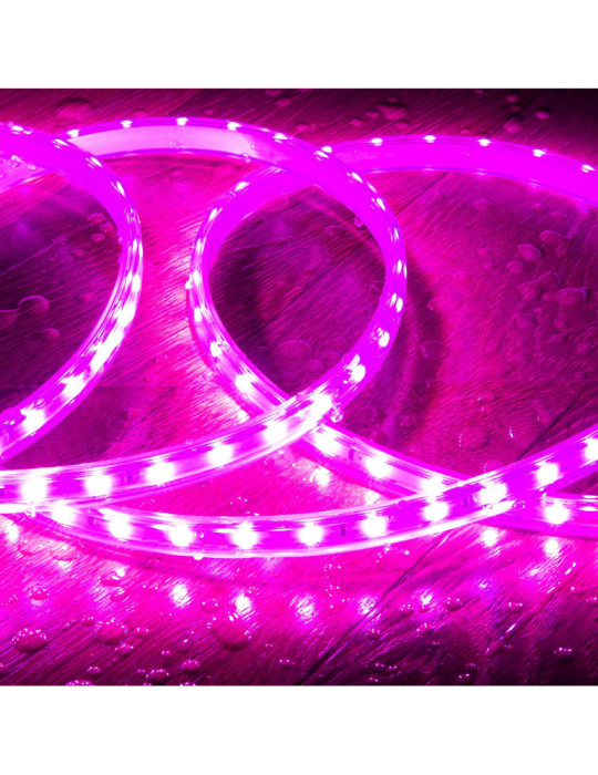 Ruban LED 220V SMD2835 60LED/m Rose IP65 Largeur 12mm Coupe tous les 100cm