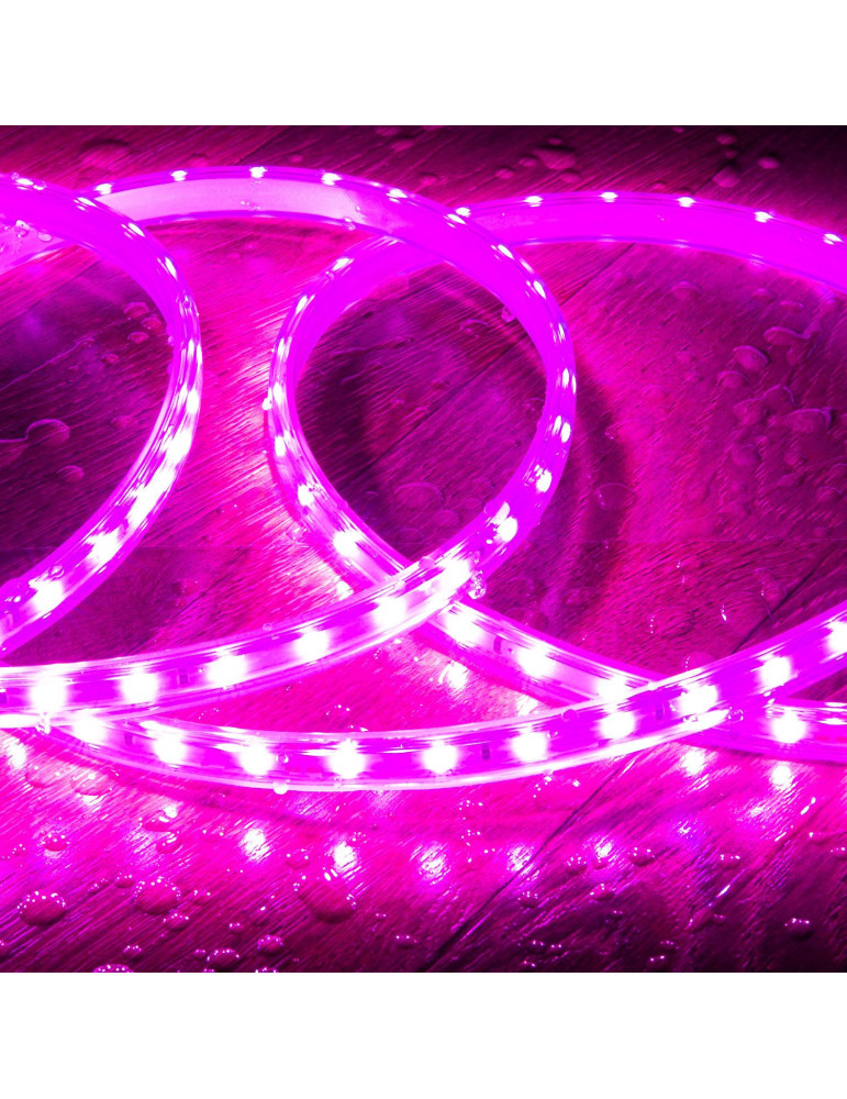 Ruban LED 220V SMD2835 60LED/m Rose IP65 Largeur 12mm Coupe tous les 100cm
