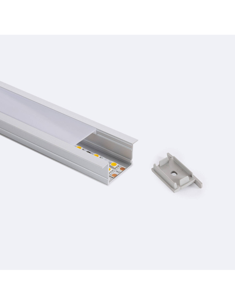 Profilé Aluminium Encastré Profilé Bas avec Capot Continu pour Ruban LED jusqu'à 25 mm