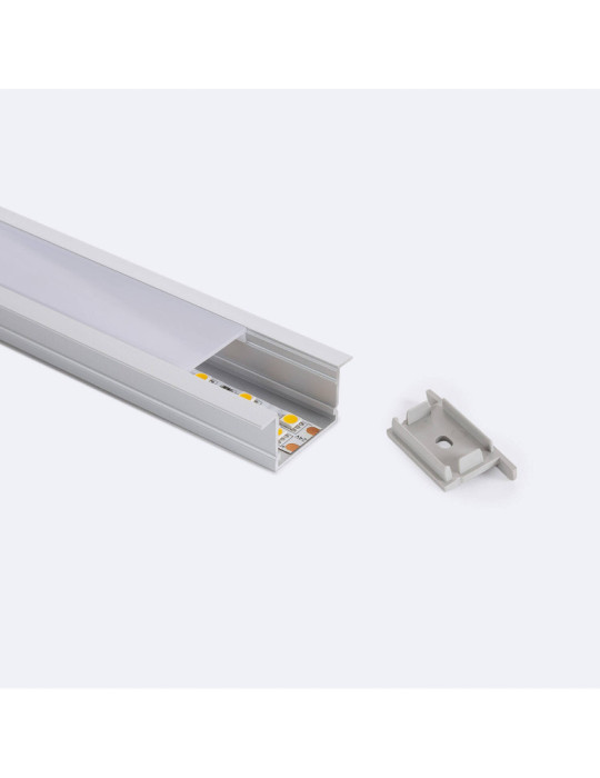 Profilé Aluminium Encastré Profilé Bas avec Capot Continu pour Ruban LED jusqu'à 25 mm
