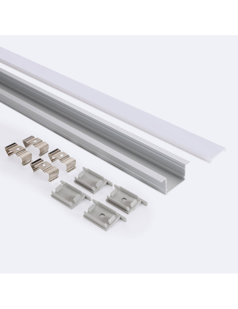Profilé Aluminium Encastré Profilé Bas avec Capot Continu pour Ruban LED jusqu'à 25 mm