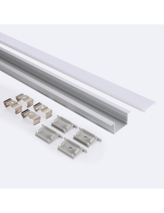 Profilé Aluminium Encastré Profilé Bas avec Capot Continu pour Ruban LED jusqu'à 25 mm