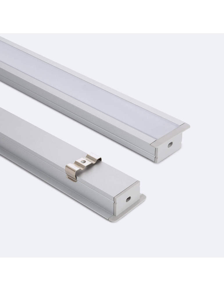 Profilé Aluminium Encastré Profilé Bas avec Capot Continu pour Ruban LED jusqu'à 25 mm