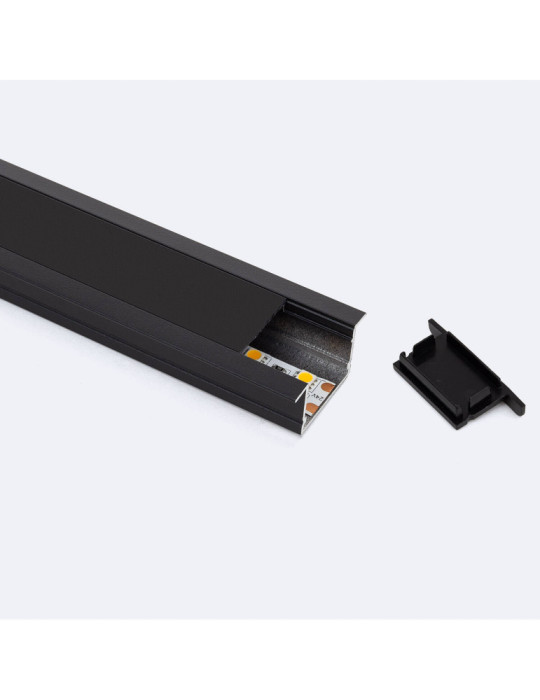 Profilé Aluminium Encastré Profilé Bas avec Capot Continu pour Ruban LED jusqu'à 25 mm
