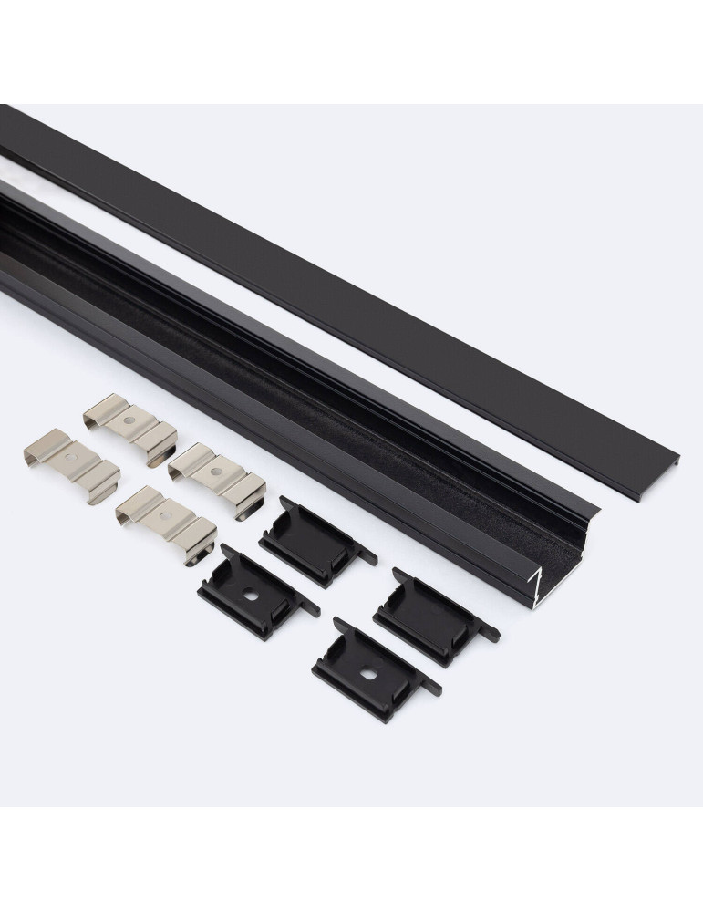 Profilé Aluminium Encastré Profilé Bas avec Capot Continu pour Ruban LED jusqu'à 25 mm