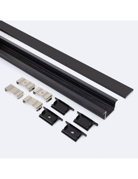 Profilé Aluminium Encastré Profilé Bas avec Capot Continu pour Ruban LED jusqu'à 25 mm