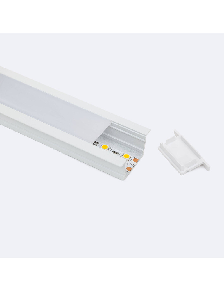 Profilé Aluminium Encastré Profilé Bas avec Capot Continu pour Ruban LED jusqu'à 25 mm