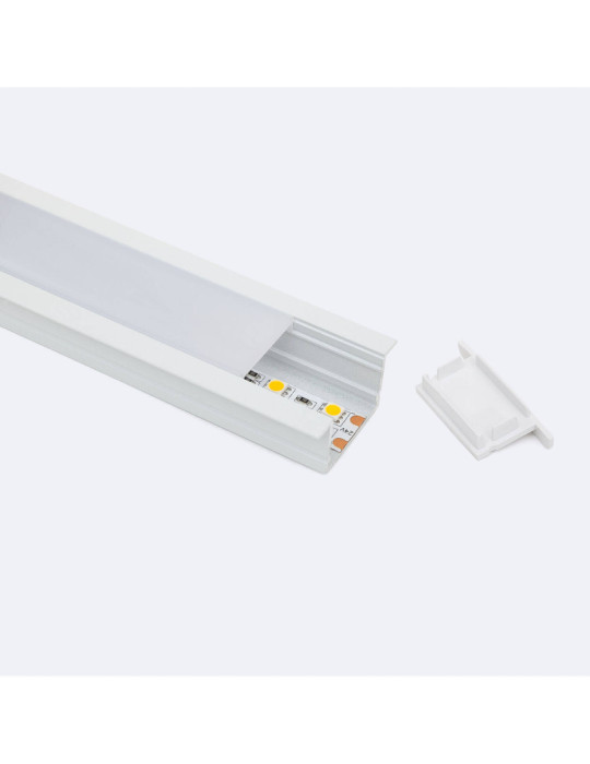 Profilé Aluminium Encastré Profilé Bas avec Capot Continu pour Ruban LED jusqu'à 25 mm