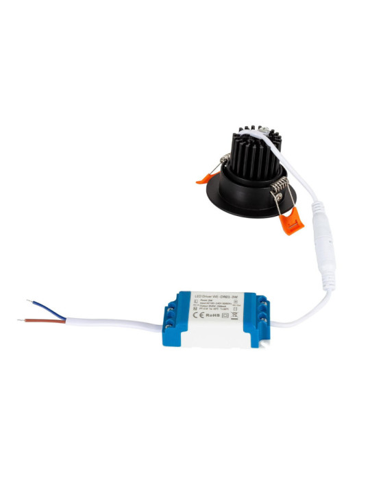 Spot Downlight LED 5W Rond COB CRI90 Coupe Ø 55 mm Noir