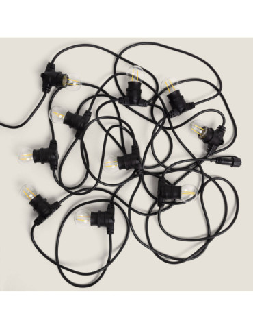 Kit Guirlande Lumineuse Extérieure IP44 10m Noir + 10 Ampoules Filaments LED B22 2W G45