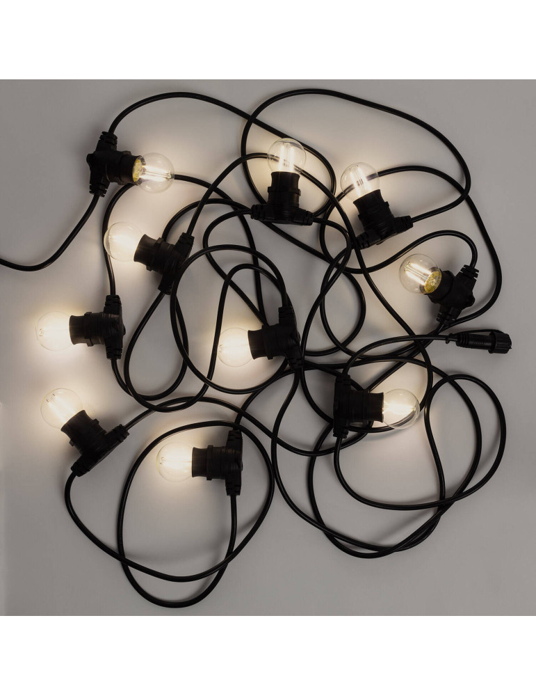 Kit Guirlande Lumineuse Extérieure IP44 10m Noir + 10 Ampoules Filaments LED B22 2W G45