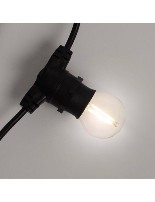 Kit Guirlande Lumineuse Extérieure IP44 10m Noir + 10 Ampoules Filaments LED B22 2W G45