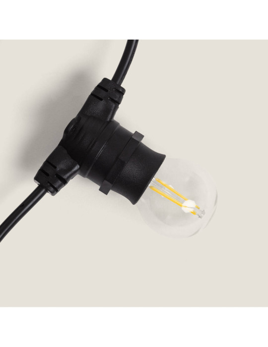 Kit Guirlande Lumineuse Extérieure IP44 10m Noir + 10 Ampoules Filaments LED B22 2W G45