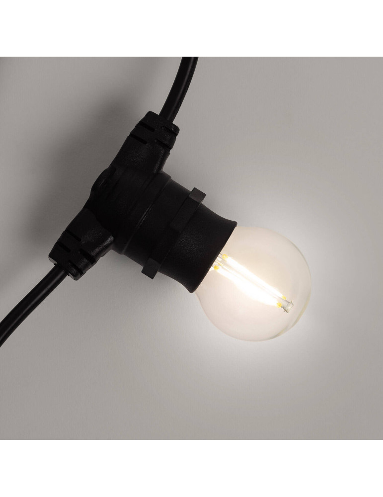 Kit Guirlande Lumineuse Extérieure IP44 10m Noir + 10 Ampoules Filaments LED B22 2W G45