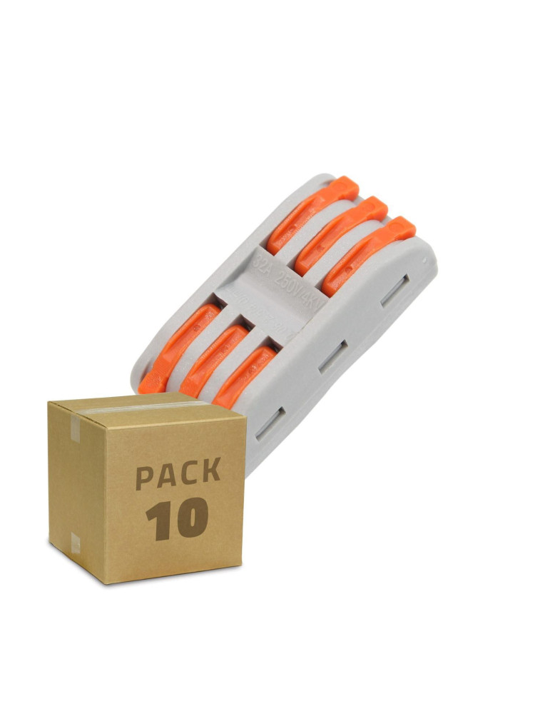 Pack 10 Connecteurs Rapides 3 Entrées et 3 Sorties SPL-3 pour Câble Électrique de 0.08-4mm²