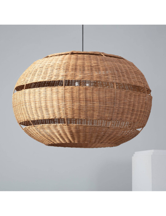 Suspension Rotin pour Extérieure Oblate Bulang Ø800 mm ILUZZIA Suspension Rotin pour Extérieure Oblate Bulang Ø800 mm ILUZZIA