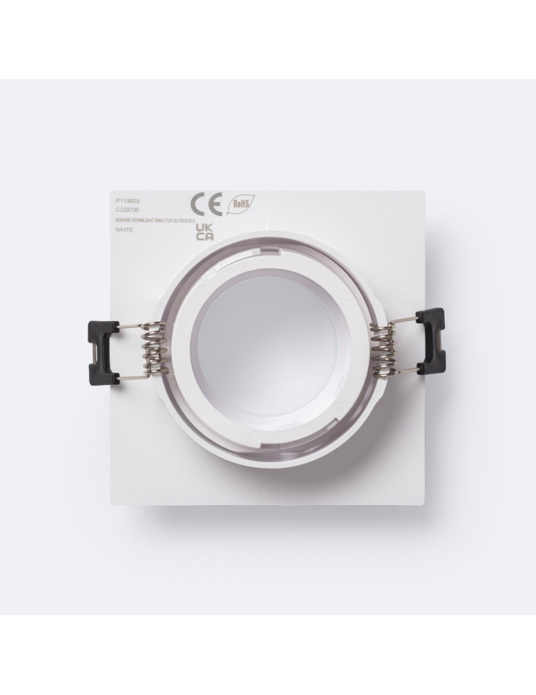Collerette Downlight Carré Orientable faible UGR pour Ampoule LED GU10 / GU5.3 Coupe Ø75 mm Suefix
