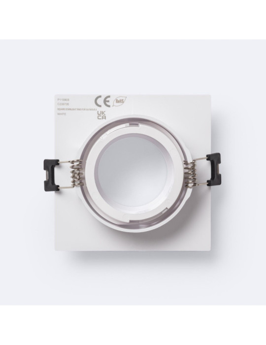 Collerette Downlight Carré Orientable faible UGR pour Ampoule LED GU10 / GU5.3 Coupe Ø75 mm Suefix