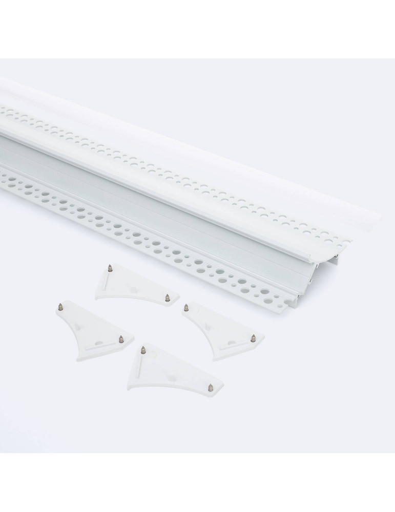 Profilé Aluminium Encastré pour Plâtre/Placo avec Capot Continu pour Ruban LED jusqu'à 20 mm