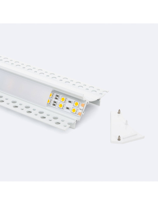 Profilé Aluminium Encastré pour Plâtre/Placo avec Capot Continu pour Ruban LED jusqu'à 20 mm