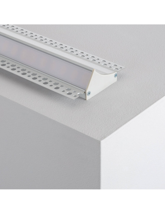 Profilé Aluminium Encastré pour Plâtre/Placo avec Capot Continu pour Ruban LED jusqu'à 20 mm