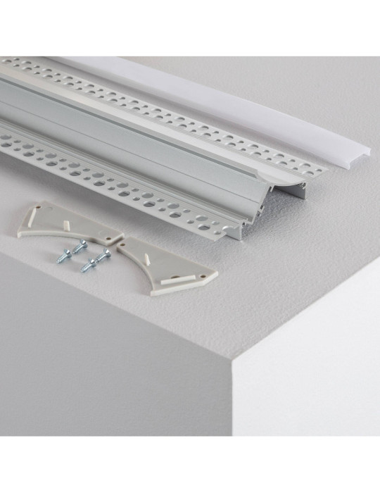 Profilé Aluminium Encastré pour Plâtre/Placo avec Capot Continu pour Ruban LED jusqu'à 20 mm