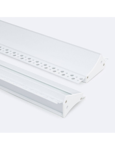 Profilé Aluminium Encastré pour Plâtre/Placo avec Capot Continu pour Ruban LED jusqu'à 20 mm