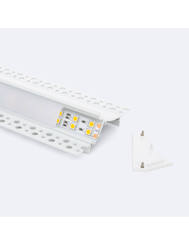Profilé Aluminium Encastré pour Plâtre/Placo avec Capot Continu pour Ruban LED jusqu'à 20 mm