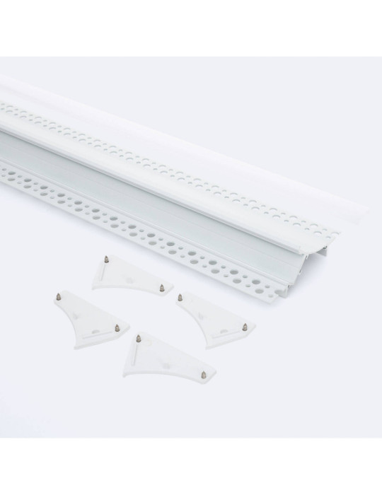Profilé Aluminium Encastré pour Plâtre/Placo avec Capot Continu pour Ruban LED jusqu'à 20 mm