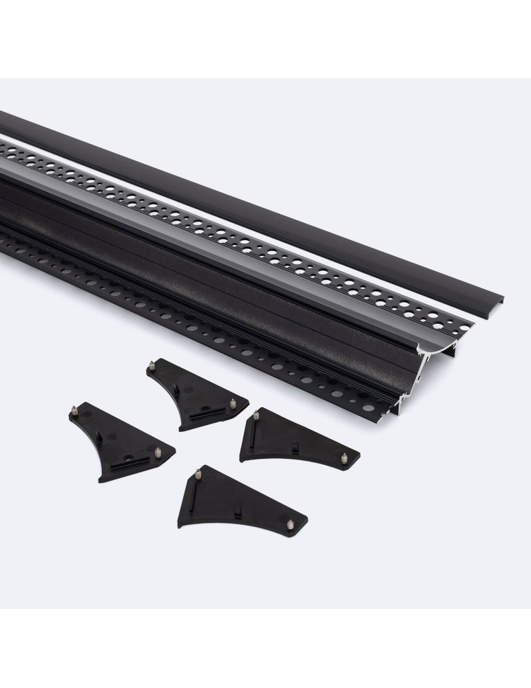Profilé Aluminium Encastré pour Plâtre/Placo avec Capot Continu pour Ruban LED jusqu'à 20 mm