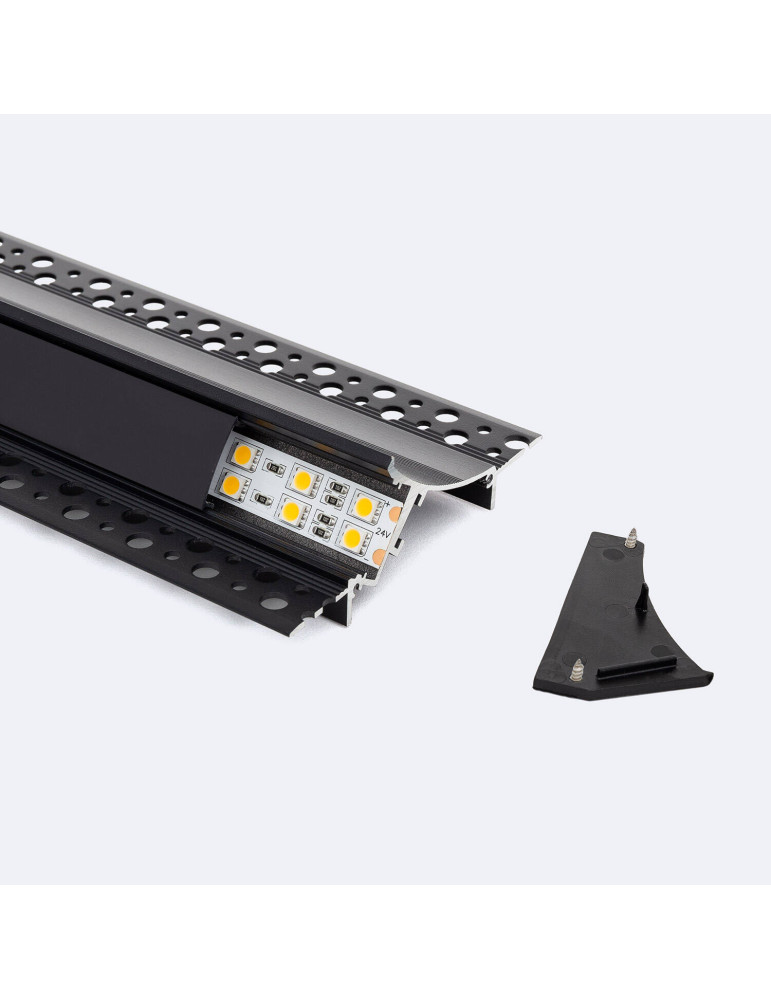 Profilé Aluminium Encastré pour Plâtre/Placo avec Capot Continu pour Ruban LED jusqu'à 20 mm